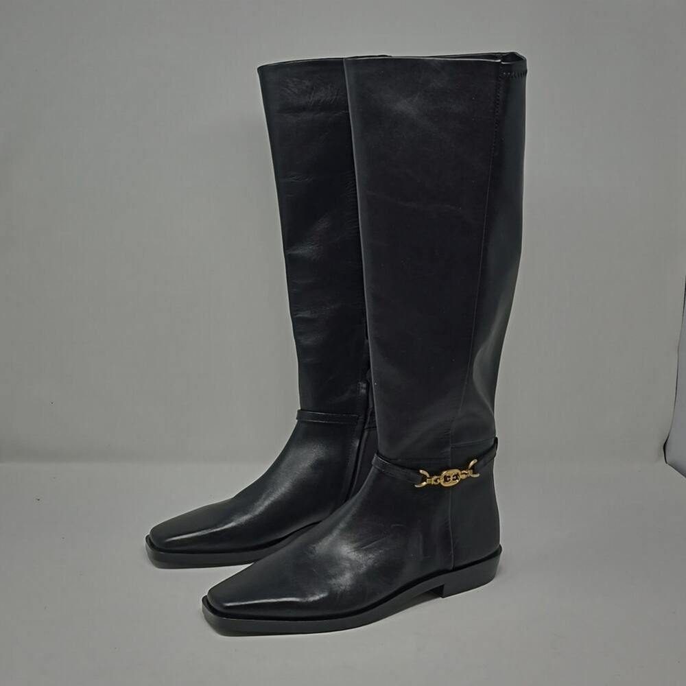 Sam Edelman Clive Embellished High Knee Ridding Boots Black Size 7.5